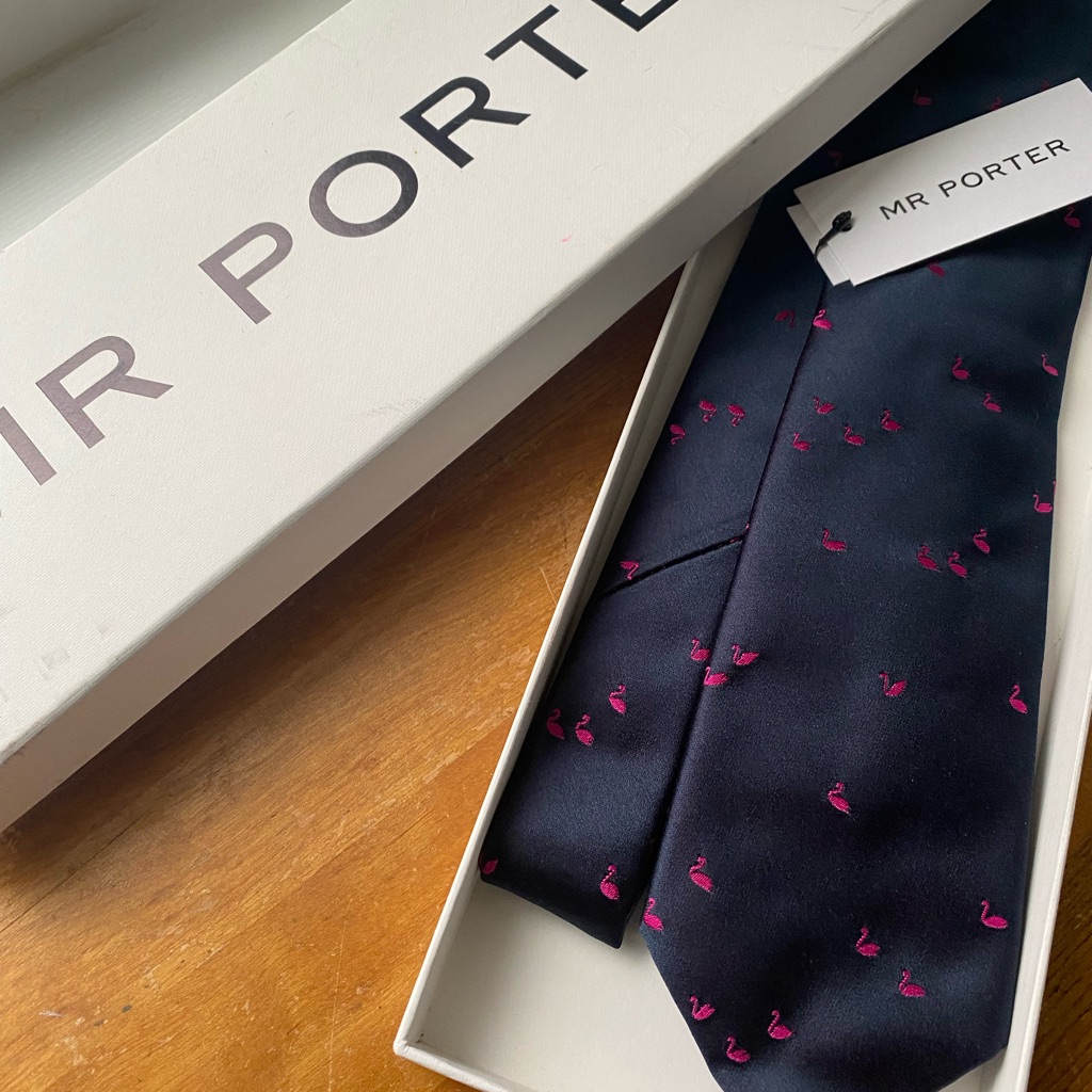 Mr Porter Tie Blue With Pink Swans Men’s Accessories Preppysummer Men’s Tie — image 4 of 4